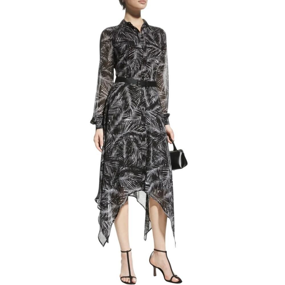 MICHAEL Michael Kors Handkerchief-Hem Midi Shirtdress - Size M